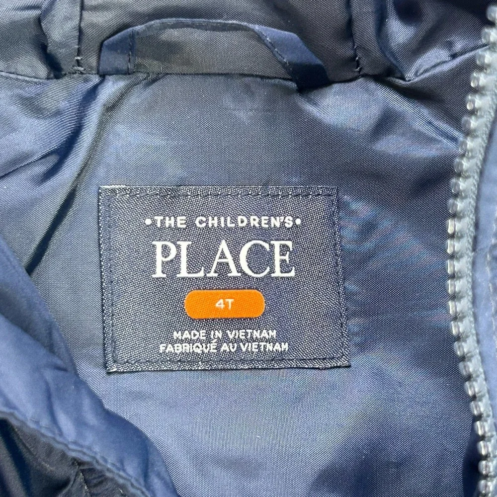 The Children's PLACE Toddler Boys‎ 4T Hooded Puffer Jacket Blue Water Resistant